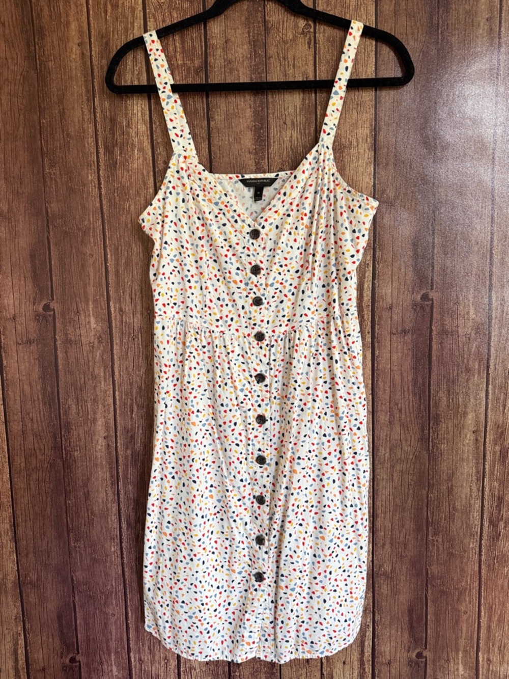 Sleeveless Button-Front Sundress with Multi-Color Confetti Print